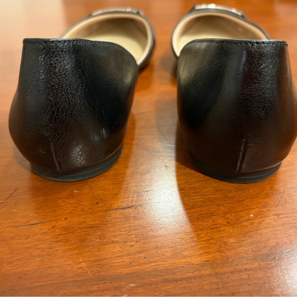 Life Stride Black Pointed-Toe D'Orsay Flats with Silver Accent Plate - Picture 6 of 7